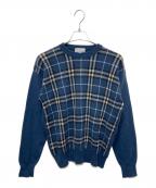 Burberry'sバーバリーズ）の古着「ラムウールチェックセーター」｜ブルー