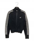 adidasアディダス）の古着「ニット クロシェ ファイヤーバード トラックトップ」｜ブラック