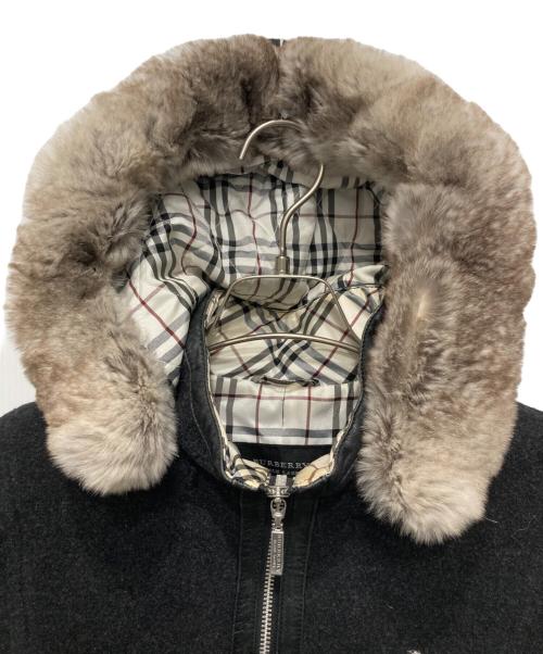 BURBERRY BLACK LABEL（バーバリーブラックレーベル）BURBERRY BLACK LABEL (バーバリーブラックレーベル) ファー付きウールジャケット ブラック サイズ:Ⅼの古着・服飾アイテム