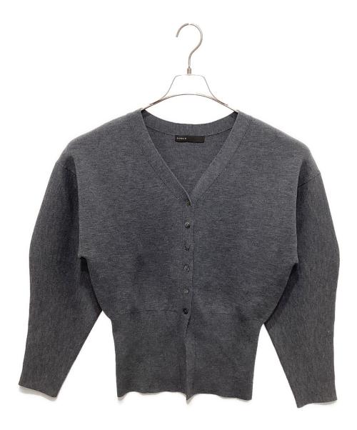 Noble（ノーブル）Noble (ノーブル) 接結タック編みVネックカーディガン グレー サイズ:FREEの古着・服飾アイテム