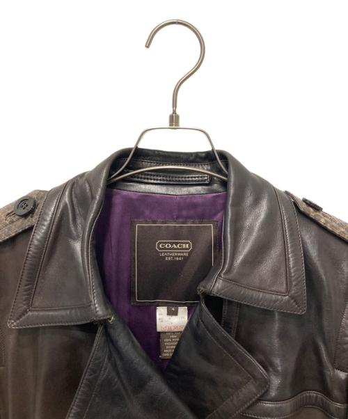 COACH（コーチ）COACH (コーチ) パイソンベルトレザートレンチコート ブラウン サイズ:4の古着・服飾アイテム