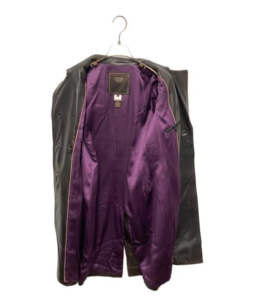 COACH（コーチ）COACH (コーチ) パイソンベルトレザートレンチコート ブラウン サイズ:4の古着・服飾アイテム
