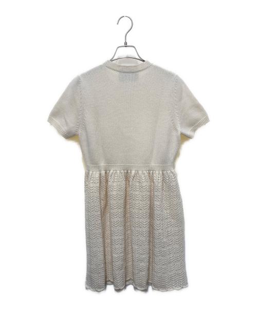 GUCCI（グッチ）GUCCI (グッチ) Gロゴ刺繍半袖ウールニットワンピース アイボリー サイズ:Ⅿの古着・服飾アイテム