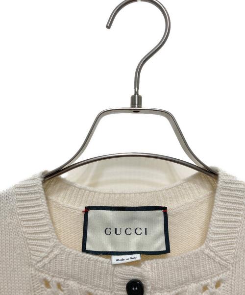 GUCCI（グッチ）GUCCI (グッチ) Gロゴ刺繍半袖ウールニットワンピース アイボリー サイズ:Ⅿの古着・服飾アイテム