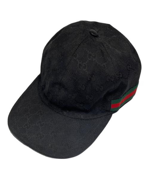 GUCCI（グッチ）GUCCI (グッチ) GGキャンバスベースボールキャップ ブラックの古着・服飾アイテム