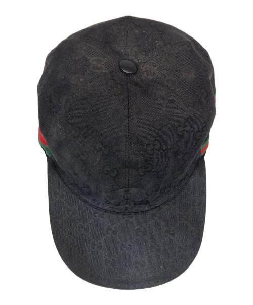 GUCCI（グッチ）GUCCI (グッチ) GGキャンバスベースボールキャップ ブラックの古着・服飾アイテム