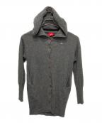 Vivienne Westwood RED LABELヴィヴィアンウエストウッドレッドレーベル）の古着「フーデットニットロングカーディガン」｜グレー