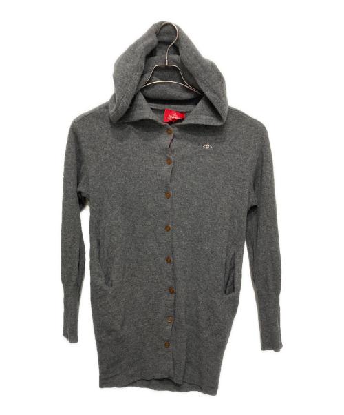 Vivienne Westwood RED LABEL（ヴィヴィアンウエストウッドレッドレーベル）Vivienne Westwood RED LABEL (ヴィヴィアンウエストウッドレッドレーベル) フーデットニットロングカーディガン グレー サイズ:00の古着・服飾アイテム