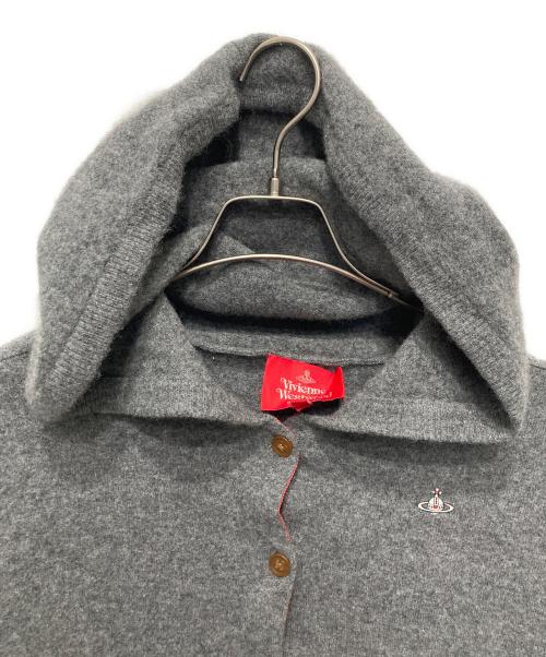 Vivienne Westwood RED LABEL（ヴィヴィアンウエストウッドレッドレーベル）Vivienne Westwood RED LABEL (ヴィヴィアンウエストウッドレッドレーベル) フーデットニットロングカーディガン グレー サイズ:00の古着・服飾アイテム
