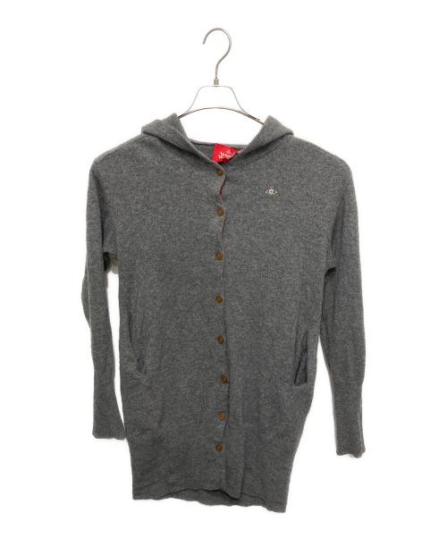 Vivienne Westwood RED LABEL（ヴィヴィアンウエストウッドレッドレーベル）Vivienne Westwood RED LABEL (ヴィヴィアンウエストウッドレッドレーベル) フーデットニットロングカーディガン グレー サイズ:00の古着・服飾アイテム