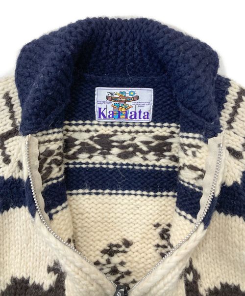 KANATA（カナタ）KANATA (カナタ) カウチンニットカーディガン アイボリー×ネイビー サイズ:表記なしの古着・服飾アイテム