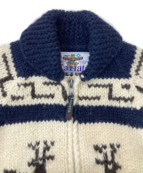 KANATA（カナタ）KANATA (カナタ) カウチンニットカーディガン アイボリー×ネイビー サイズ:表記なしの古着・服飾アイテム