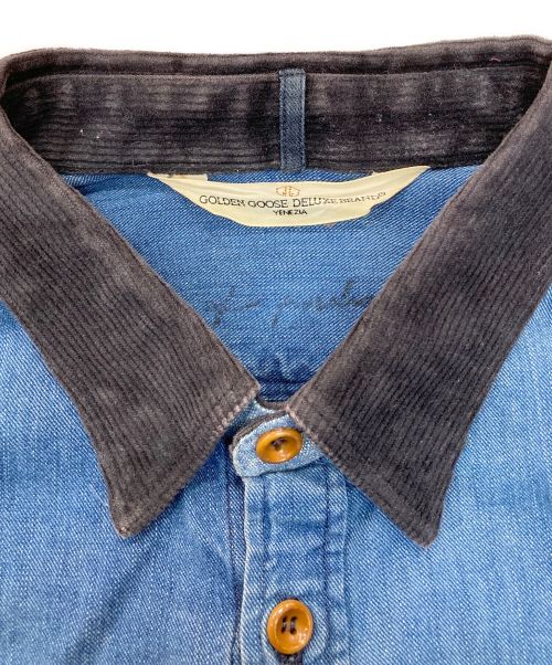 GOLDEN GOOSE（ゴールデングース）GOLDEN GOOSE (ゴールデングース) コーデュロイ切替デニムシャツ ブルー サイズ:XXSの古着・服飾アイテム