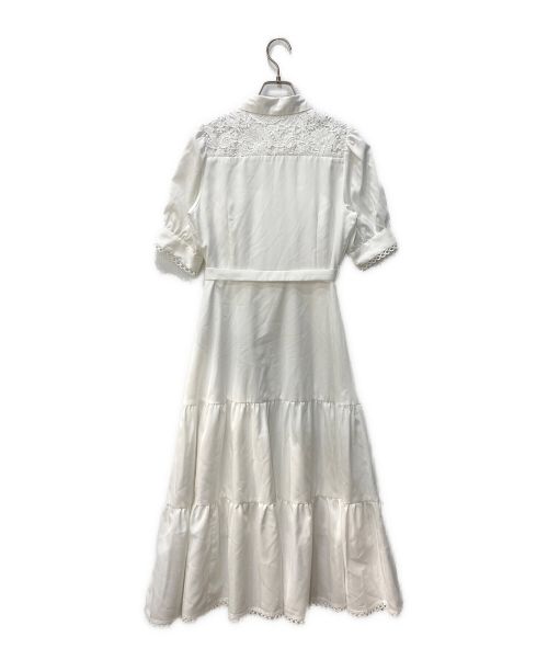 QUEENS COURT（クイーンズコート）QUEENS COURT (クイーンズコート) レースドッキングシャツワンピ ホワイト サイズ:Sの古着・服飾アイテム