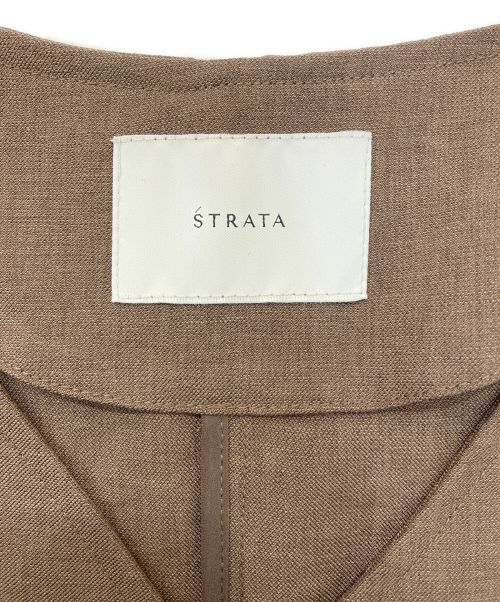 STRATA（エストラータ）STRATA (エストラータ) ダブルポケットVネックジレ ブラウン サイズ:FREEの古着・服飾アイテム