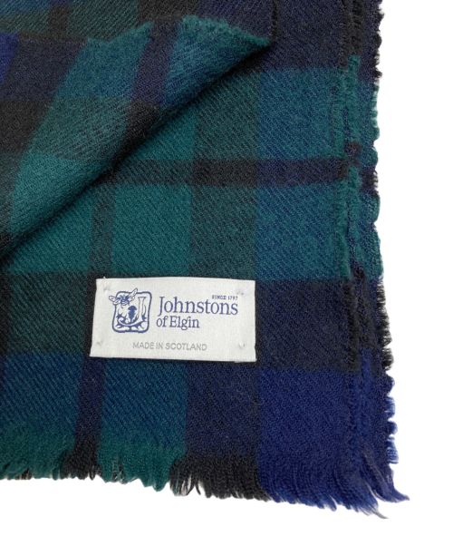 JOHNSTONS OF ELGIN（ジョンストンズオブエルガン）JOHNSTONS OF ELGIN (ジョンストンズオブエルガン) チェックマフラー グリーンの古着・服飾アイテム