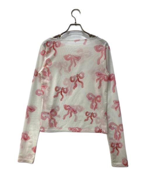 POPPY（ポピー）POPPY (ポピー) PINK RIBBON SEE-THROUGH TOPS ピンク サイズ:Freeの古着・服飾アイテム