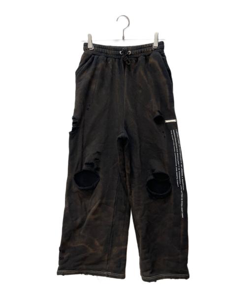PRANK PROJECT（プランクプロジェクト）PRANK PROJECT (プランクプロジェクト) Spray Dyed Damaged Sweatpants ブラック×ブラウン サイズ:36 未使用品の古着・服飾アイテム
