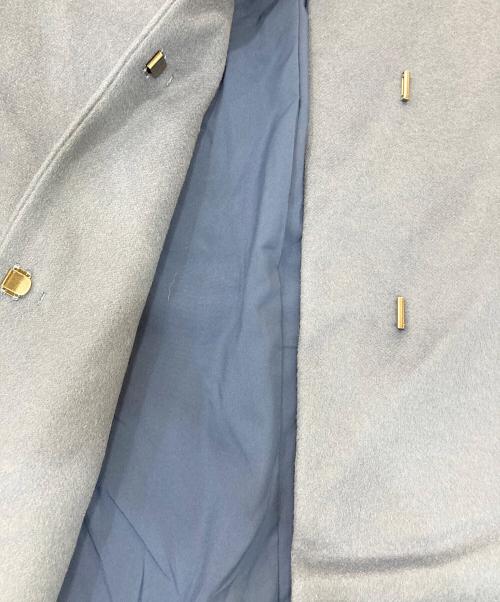 23区（ニジュウサンク）23区 (ニジュウサンク) ビーバーノーカラーコート ブルー サイズ:32の古着・服飾アイテム