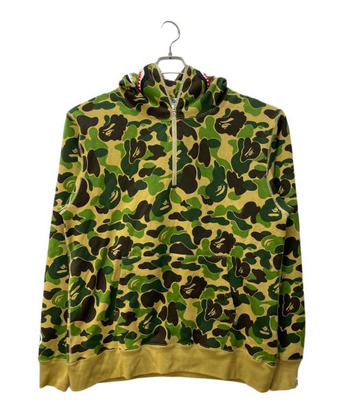 A BATHING APE（ア ベイシング エイプ）A BATHING APE (アベイシングエイプ) CAMO SHARK HARF ZIP PULLOVER HOODIE オリーブ サイズ:2XLの古着・服飾アイテム