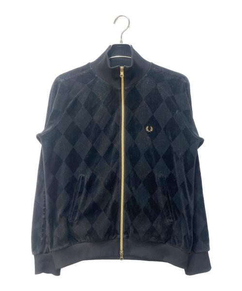 FRED PERRY（フレッドペリー）FRED PERRY (フレッドペリー) アーガイル柄ベロアトラックジャケット ブラック サイズ:Ｍの古着・服飾アイテム