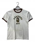 BAPE BY A BATHING APE×KAWSベイプバイアベイシングエイプ×カウズ）の古着「Bendy Camo College Logo Ringer Tee」｜ホワイト