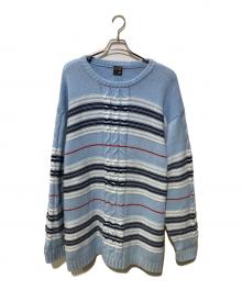 SOUTHPOLE（サウスポール）の古着「XXLボーダーニット」｜スカイブルー