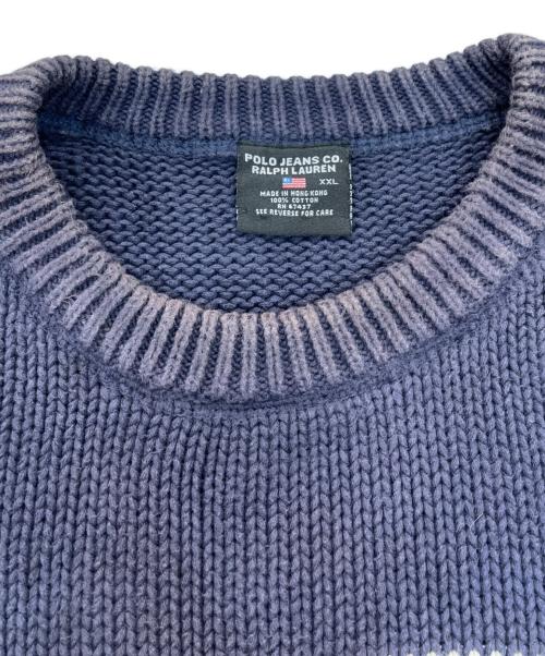 POLO JEANS CO.（ポロジーンズカンパニー）POLO JEANS CO. (ポロジーンズカンパニー) 星条旗ニット ネイビー サイズ:XXLの古着・服飾アイテム