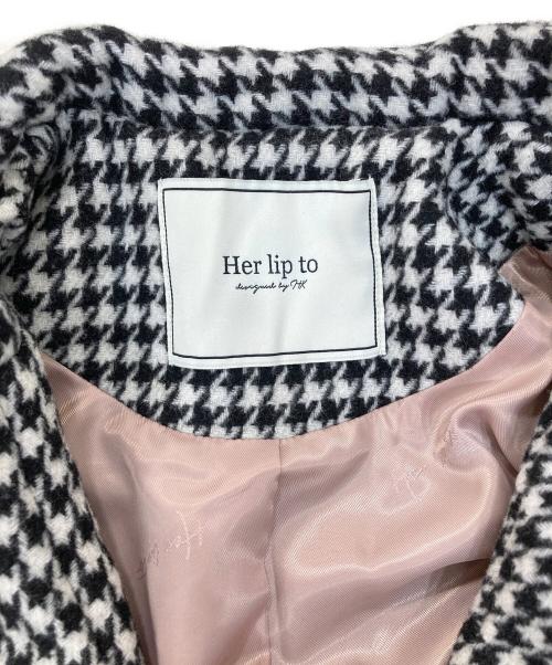 HER LIP TO（ハーリップトゥ）HER LIP TO (ハーリップトゥ) Proust Wool-Blend Melton Coat ホワイト×ブラック サイズ:Sの古着・服飾アイテム