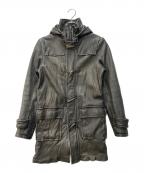 SHELLACシェラック）の古着「ラムレザーダッフルコート」｜ブラック