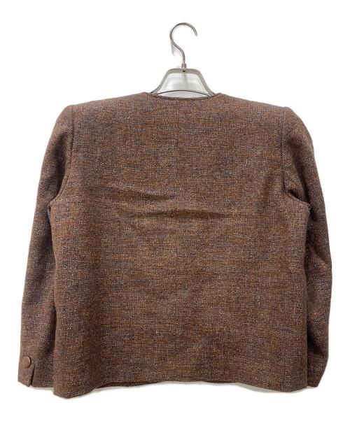 Christian Dior（クリスチャン ディオール）Christian Dior (クリスチャン ディオール) ノーカラーツイードジャケット ブラウン サイズ:Ｍの古着・服飾アイテム