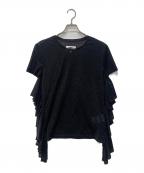 MM6 Maison Margielaエムエムシックスメゾンマルジェラ）の古着「ラメフリルカットソー」｜ブラック