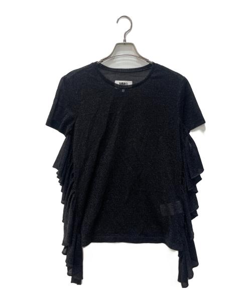 MM6 Maison Margiela（エムエムシックスメゾンマルジェラ）MM6 Maison Margiela (エムエムシックス メゾンマルジェラ) ラメフリルカットソー ブラック サイズ:XLの古着・服飾アイテム