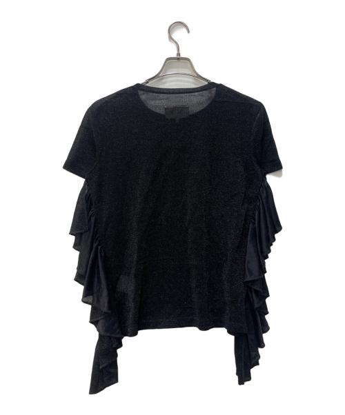 MM6 Maison Margiela（エムエムシックスメゾンマルジェラ）MM6 Maison Margiela (エムエムシックス メゾンマルジェラ) ラメフリルカットソー ブラック サイズ:XLの古着・服飾アイテム