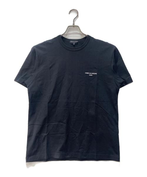 COMME des GARCONS HOMME（コムデギャルソン オム）COMME des GARCONS HOMME (コムデギャルソン オム) 綿天竺ロゴプリントTシャツ ネイビー サイズ:Lの古着・服飾アイテム