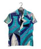 Emilio Pucciエミリオ プッチ）の古着「総柄オープンカラーシャツ」｜ブルー