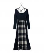 LIP SERVICEリップサービス）の古着「シェーディングチェックマーメイドワンピース」｜ブラック