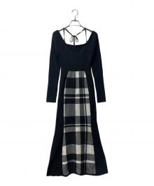 LIP SERVICE（リップサービス）の古着「シェーディングチェックマーメイドワンピース」｜ブラック