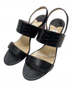 JIMMY CHOOジミーチュウ）の古着「クロコ型押しストラップヒールサンダル」｜ブラック