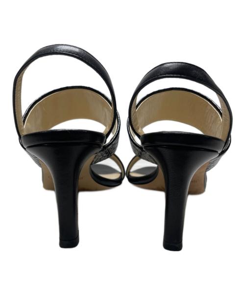 JIMMY CHOO（ジミーチュウ）JIMMY CHOO (ジミーチュウ) クロコ型押しストラップヒールサンダル ブラック サイズ:37の古着・服飾アイテム