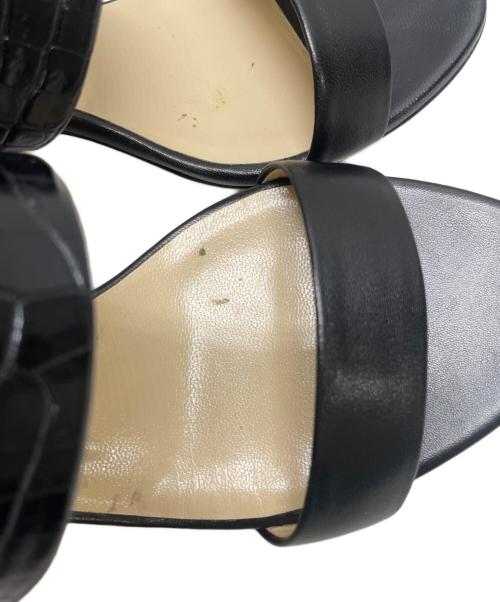 JIMMY CHOO（ジミーチュウ）JIMMY CHOO (ジミーチュウ) クロコ型押しストラップヒールサンダル ブラック サイズ:37の古着・服飾アイテム