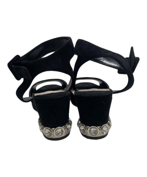 MIU MIU（ミュウミュウ）MIU MIU (ミュウミュウ) ヒールビジューサンダル ブラック サイズ:23cmの古着・服飾アイテム