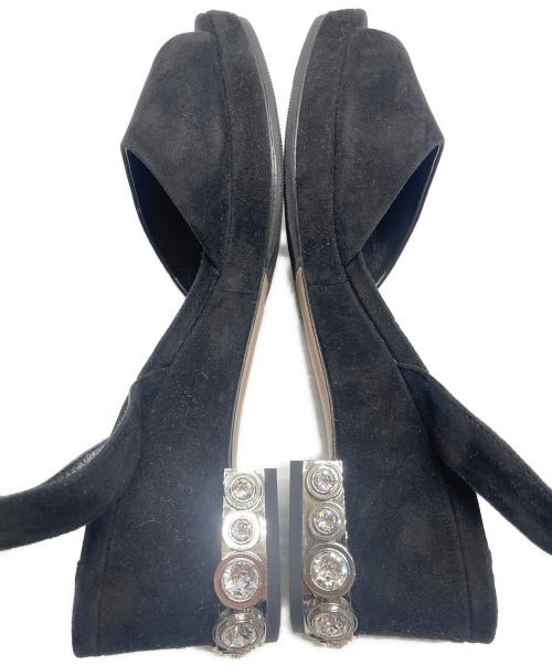MIU MIU（ミュウミュウ）MIU MIU (ミュウミュウ) ヒールビジューサンダル ブラック サイズ:23cmの古着・服飾アイテム
