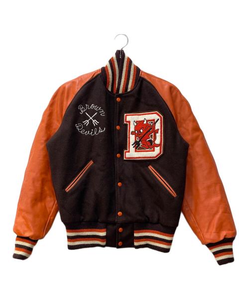 CATCH BALL（キャッチボール）CATCH BALL (キャッチボール) レザー切替スタジャン ブラウン サイズ:38の古着・服飾アイテム