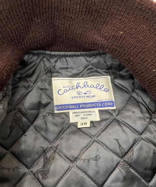 CATCH BALL（キャッチボール）CATCH BALL (キャッチボール) レザー切替スタジャン ブラウン サイズ:38の古着・服飾アイテム