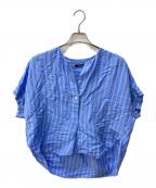 JOURNAL STANDARDジャーナルスタンダード）の古着「レーヨン麻ノーカラースキッパーブラウス」｜ブルー
