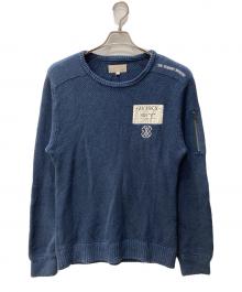 AVIREX（アヴィレックス）の古着「スリーヴポケットミリタリークルーネックセーター」｜ネイビー