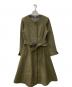 M'S GRACY（エムズグレイシー）の古着「ノーカラー フラワーボタンベルト付きコート」｜カーキ