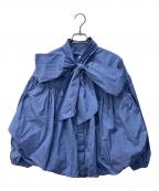 YORIヨリ）の古着「リボンバルーンブラウス」｜ブルー