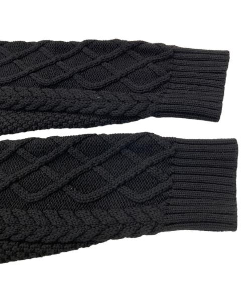 KARL KANI（カールカナイ）KARL KANI (カールカナイ) ウォッシャブル Wフロント スタンドフルジップケーブルニット ブラック サイズ:Lの古着・服飾アイテム